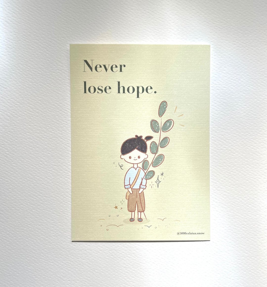 【持花的小孩系列】 Never Lose Hope 明信片 - 卡片/明信片 - 纸 绿色