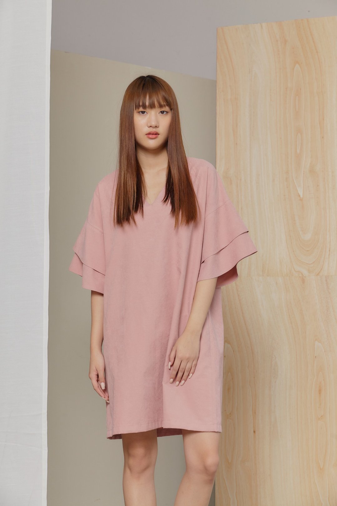 Party Dress V neck - 洋装/连衣裙 - 棉 粉红色
