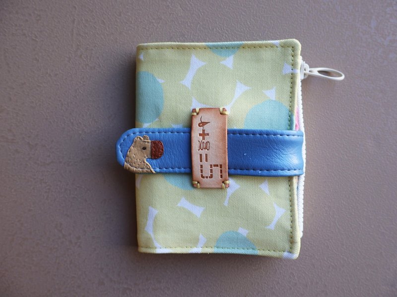 【fabric wallet】 回眸一笑 布短夹/中短夹 - 皮夹/钱包 - 棉．麻 黄色
