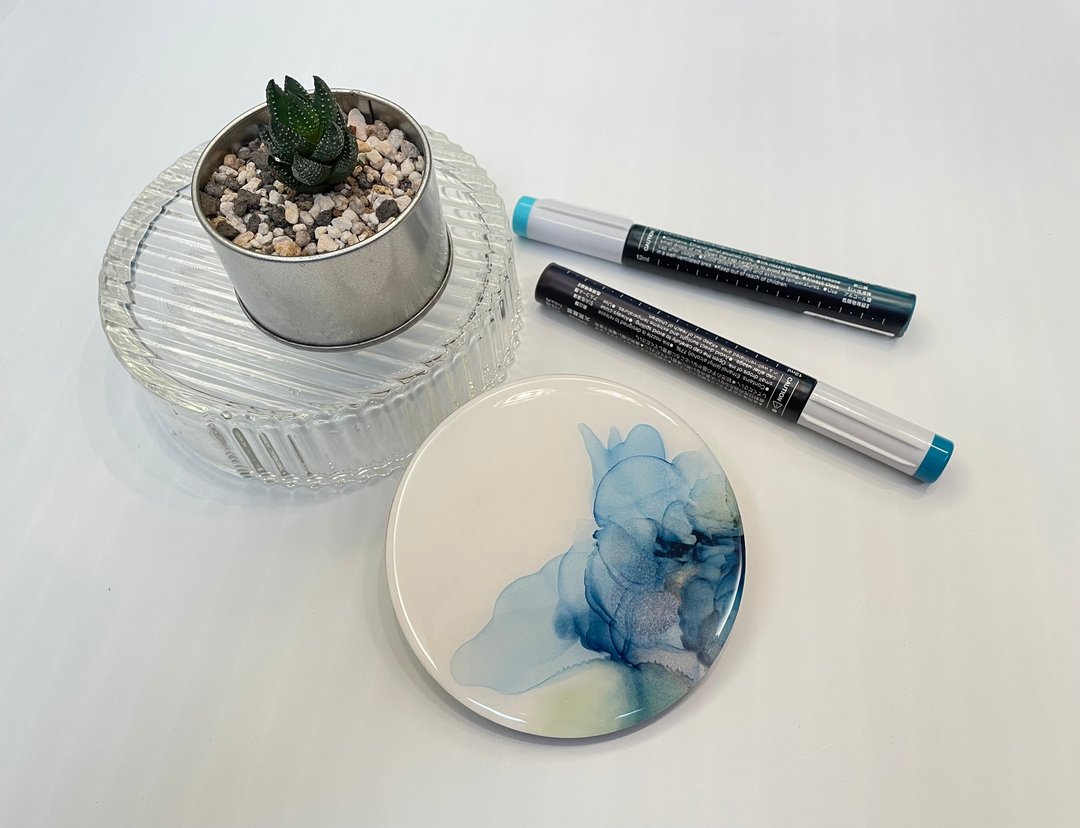 酒墨水晶杯垫 生日礼物 交换礼物 手作 独一无二 设计师商品 - 其他 - 木头 