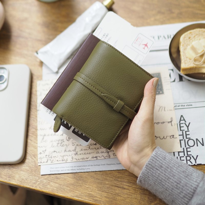 Charlotte 真牛皮摺疊錢包/短夾 : 灰藍色 - 皮夹/钱包 - 真皮 绿色