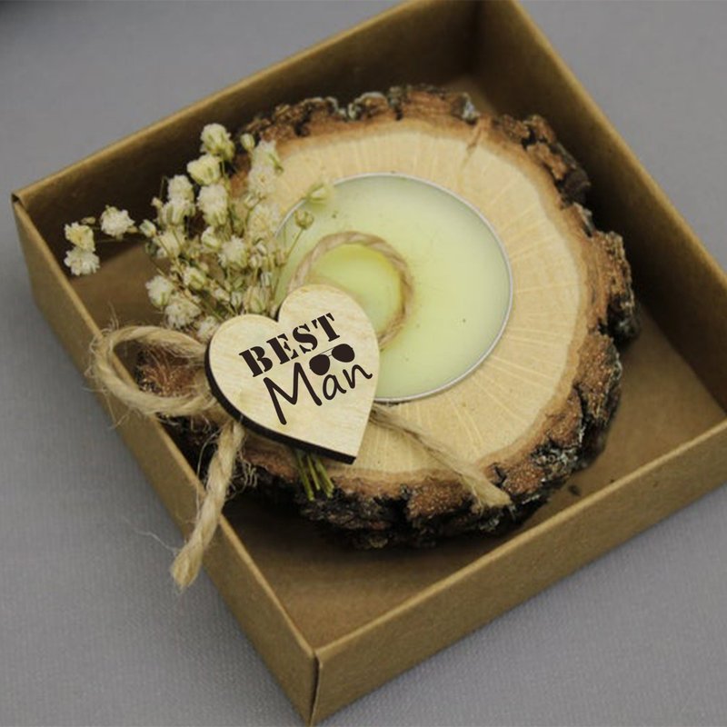 【婚礼系列】婚庆装饰用品香薰蜡烛送兄弟团定制伴手礼定制化礼物 - 其他 - 木头 咖啡色