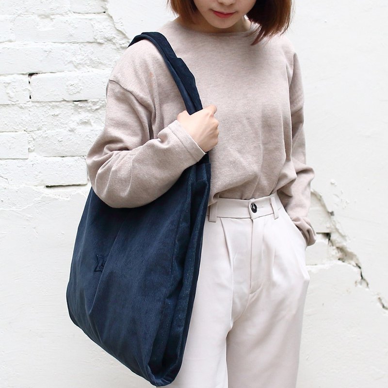 双层Tote包-灯芯绒蓝_100414 - 侧背包/斜挎包 - 其他材质 蓝色