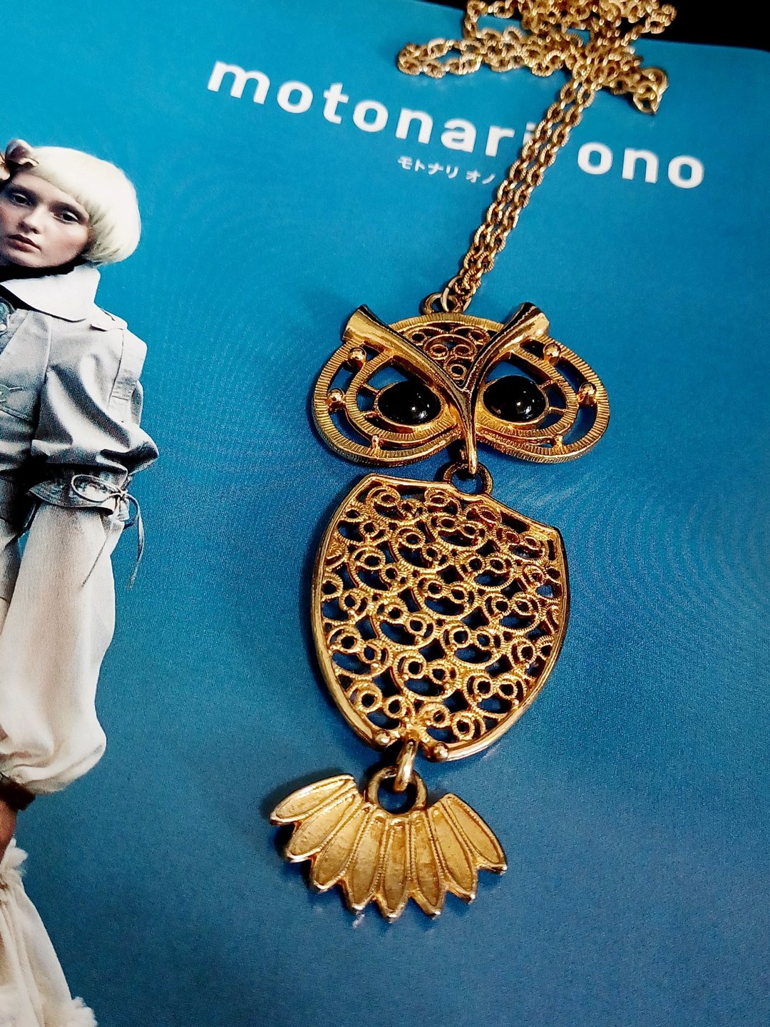 vintage jewelry  Sarah cov 金色吊坠铰接式猫头鹰项链 - 项链 - 其他金属 