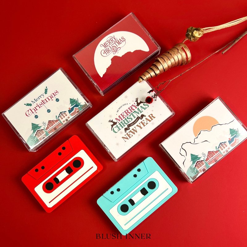 多色【圣诞礼物/生日卡】*可直接录音*留声表白录音卡式带心意卡 - 卡片/明信片 - 硅胶 白色