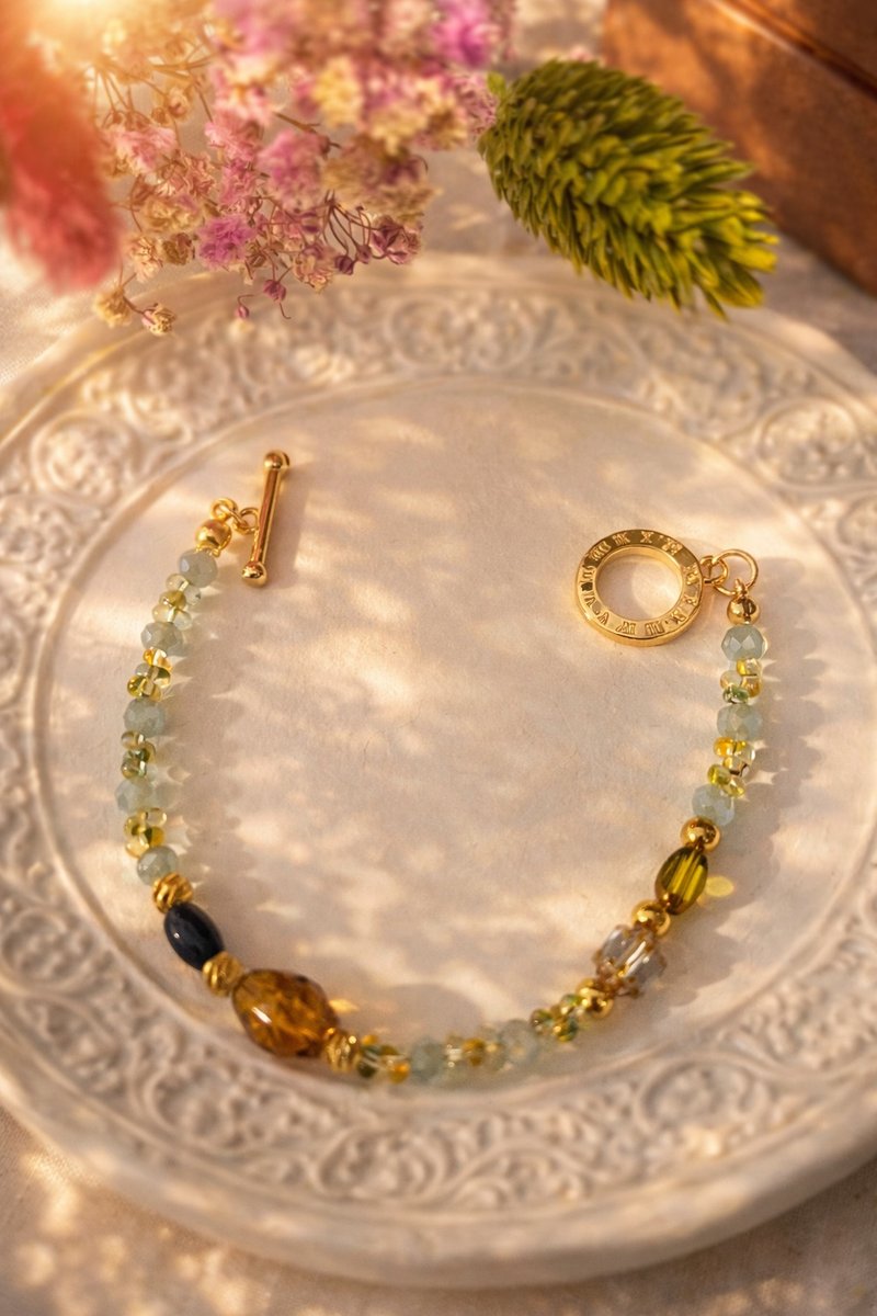 湖畔搭光 手链 手环 天然石 捷克珠 - 手链/手环 - 其他材质 绿色