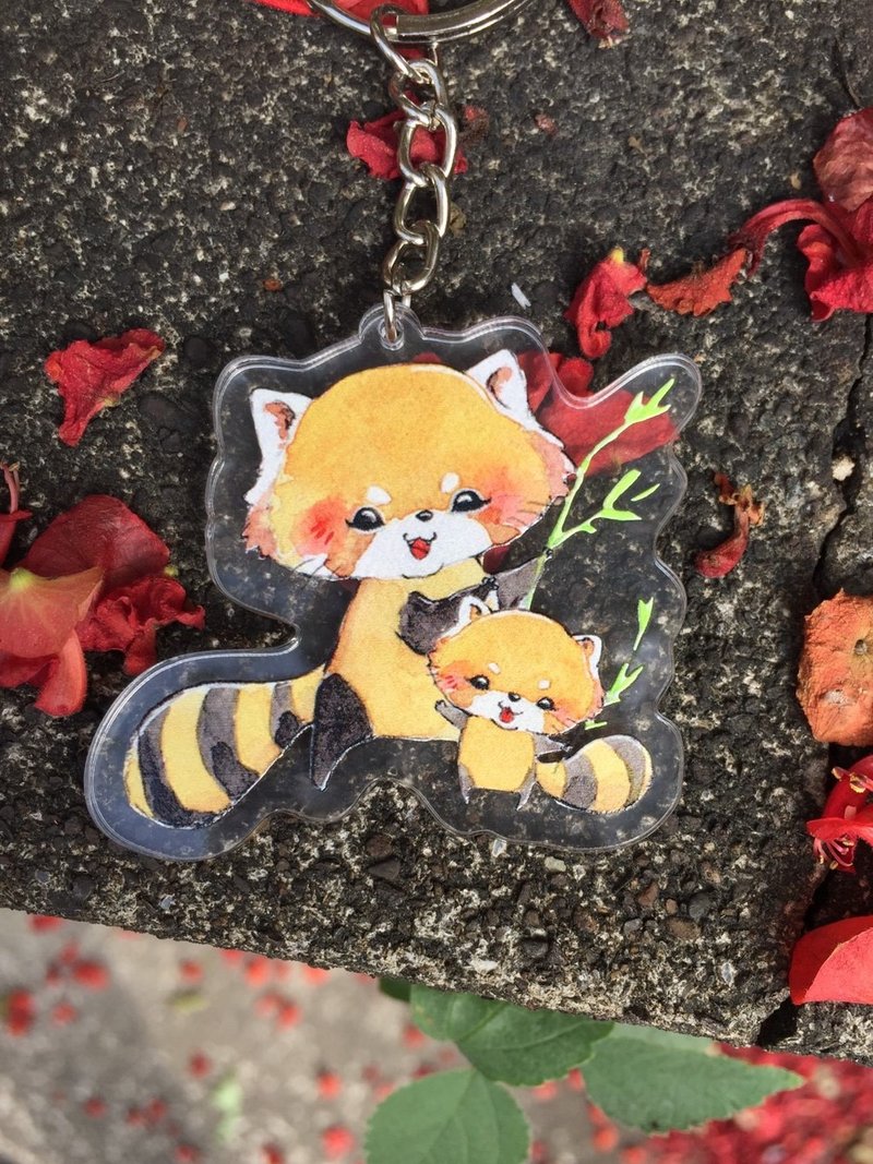 亲爱动物透明压克力钥匙圈-小浣熊 - 钥匙链/钥匙包 - 塑料 橘色