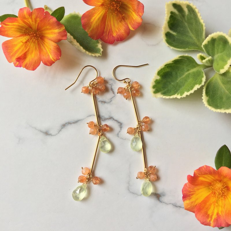 手工耳环 花果累累 - 耳环/耳夹 - 宝石 绿色