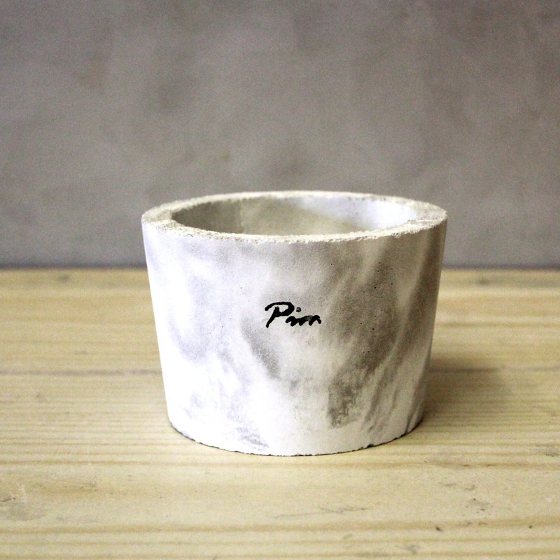 石纹大圆盆器/水泥盆/花器 - 植栽/盆栽 - 水泥 灰色