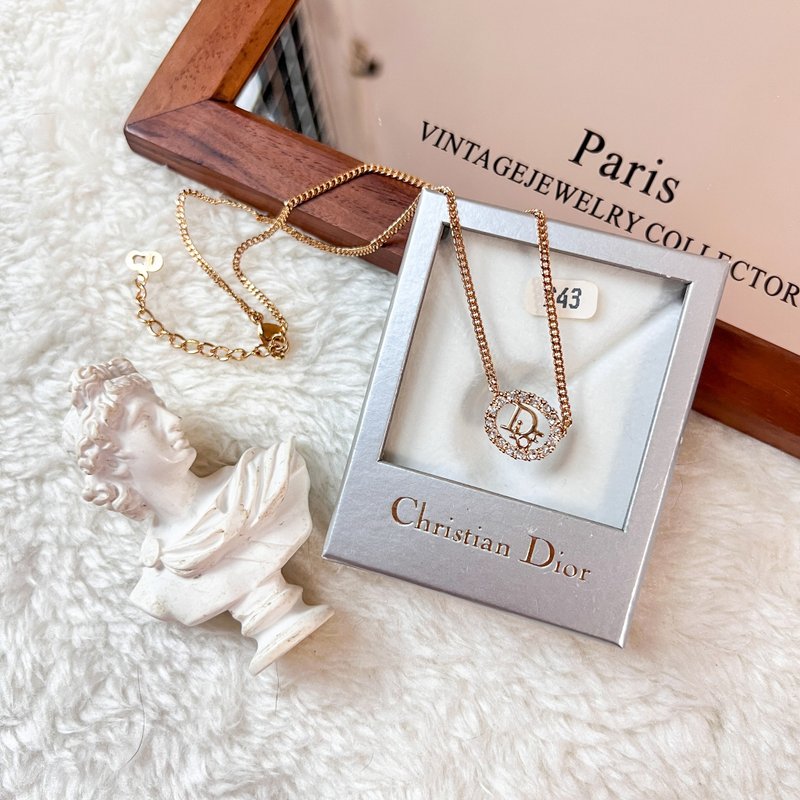 【日本中古】90-00年 中古Dior 水钻项链 原装盒附 - 项链 - 其他金属 金色