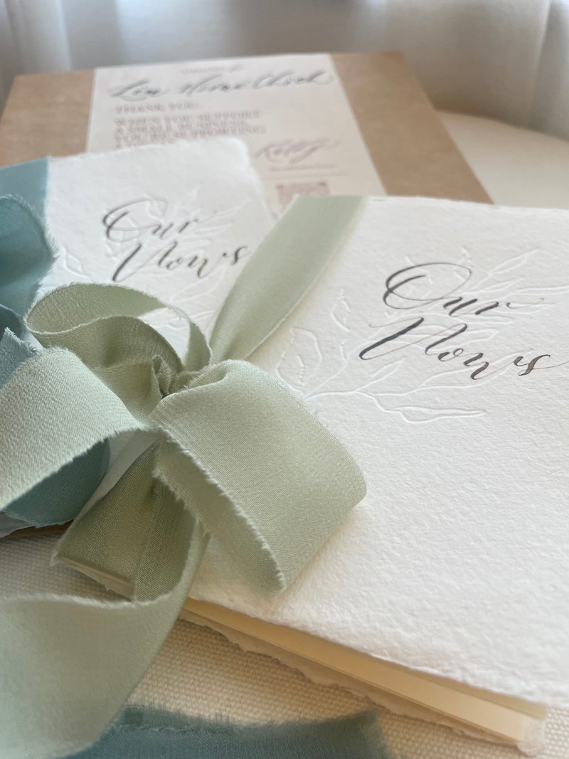 婚礼誓言本(一组两本) Sage & Bottle Green Vows Book - 卡片/明信片 - 纸 绿色