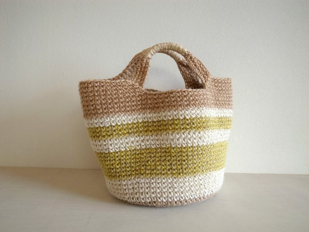 Twine mini bag LimeMix - 手提包/手提袋 - 棉 黄色
