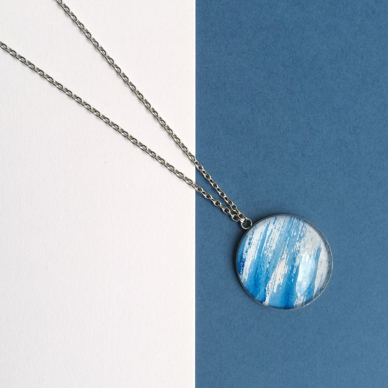 CHEW 'N' GIAM | Hand Painted Necklace [Blue Series] - 项链 - 纸 蓝色
