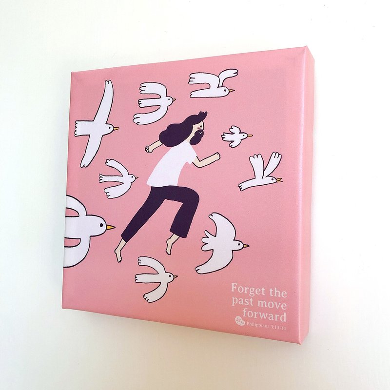 无框画  起初- 忘记背后努力面前 20x20x3cm - 画框/相框 - 防水材质 粉红色