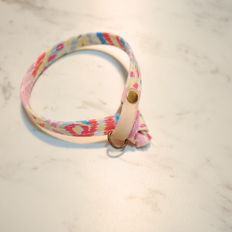 猫 项圈 春花浪漫 水彩 粉嫩 可双面配戴 可加购吊牌  - 项圈/牵绳 - 棉．麻 