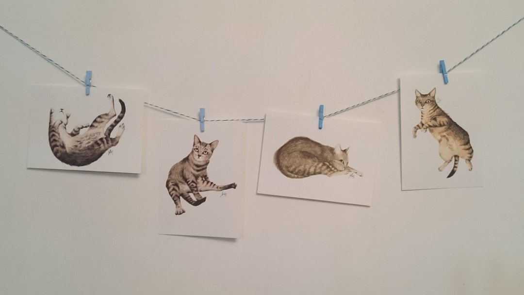 猫猫水彩明信片 - 卡片/明信片 - 纸 