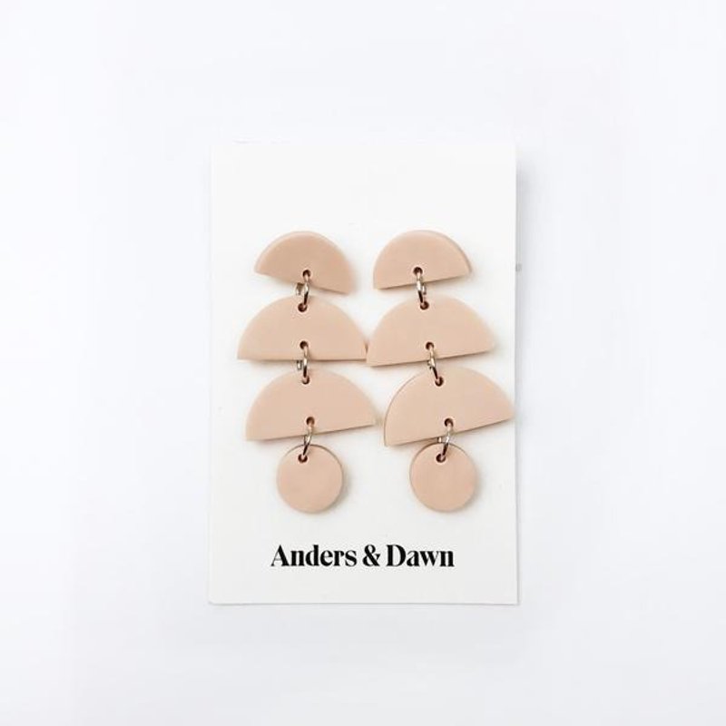 HALF MOON DANGLE EARRINGS - BLUSH - 耳环/耳夹 - 其他材质 粉红色