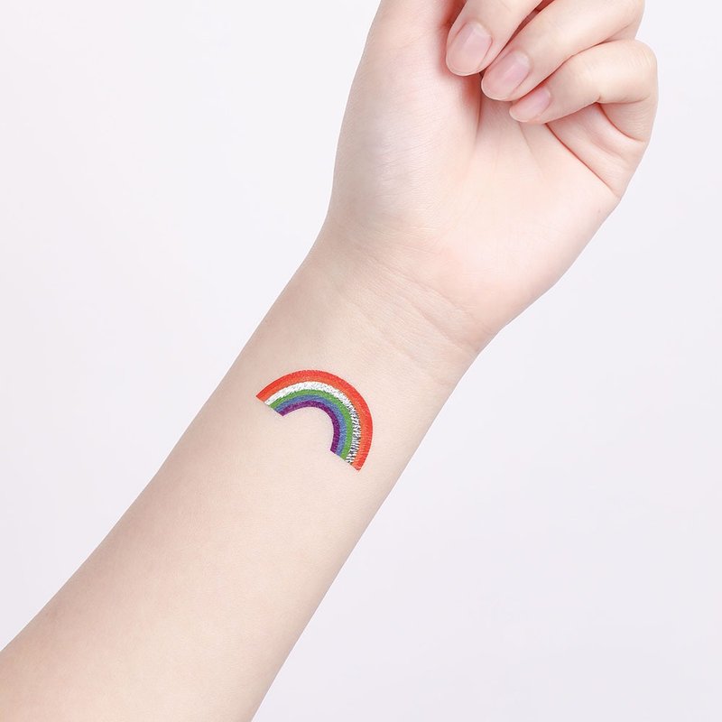 钻石银纹身贴纸 - 彩虹  2入 - 纹身贴 - 纸 多色