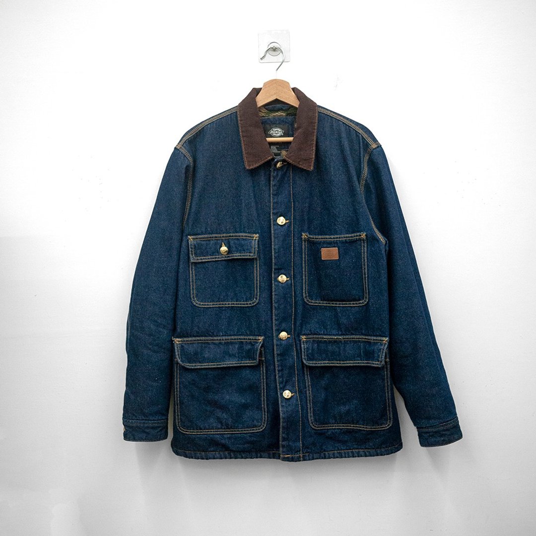 DICKIES 原色牛仔 工作外套 羊毛 灯芯绒领 古着 二手 - 男装外套 - 棉 蓝色