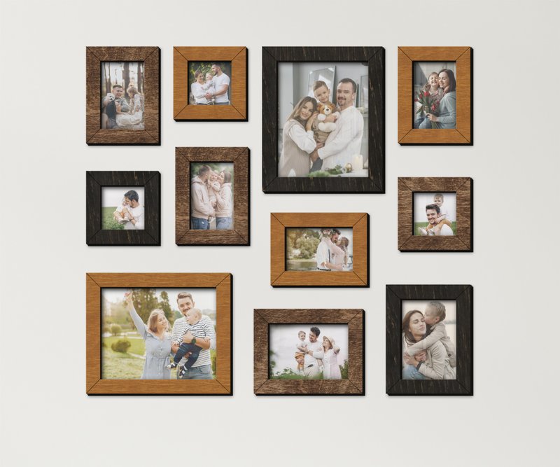 11 件套相框 8 种颜色选项木质照片图库用于墙壁拼贴 - 画框/相框 - 木头 