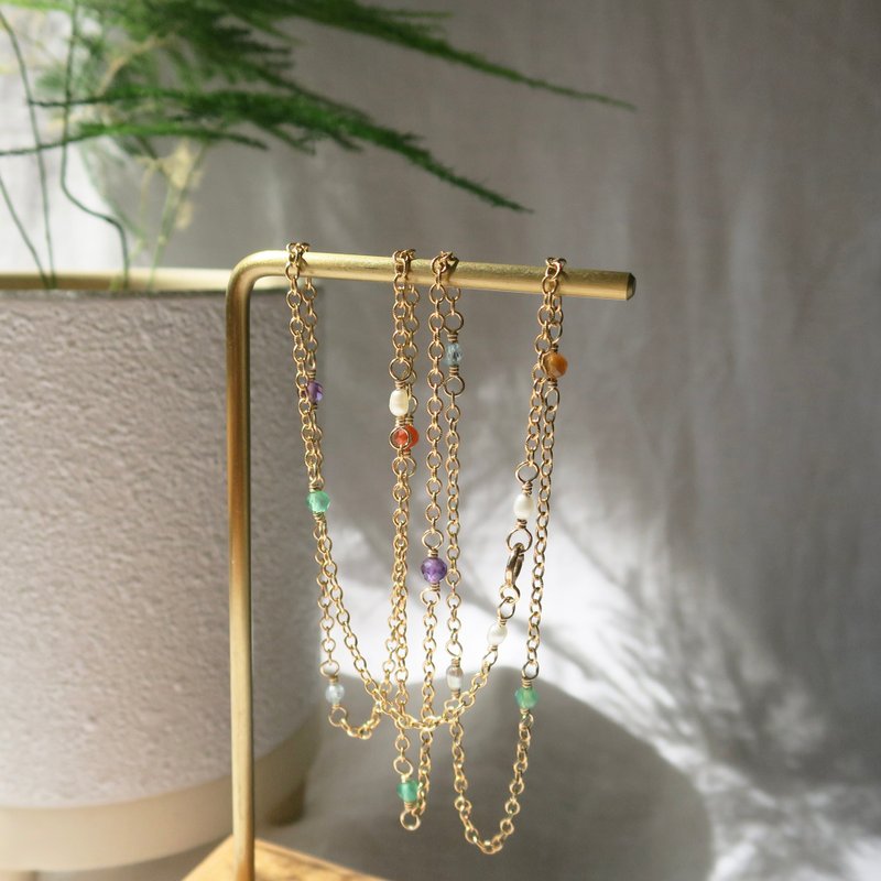 多彩多姿#雾面14KGF美产包金项链#天然珍珠宝石项链#颈链 - 项链 - 贵金属 多色