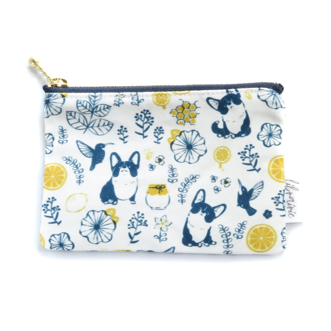 Kogipochi Corgi, Hummingbird, Honeybee and Coin Case Card Case - 化妆包/杂物包 - 棉 蓝色