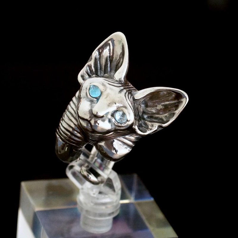 Sphynx cat ring - 戒指 - 纯银 