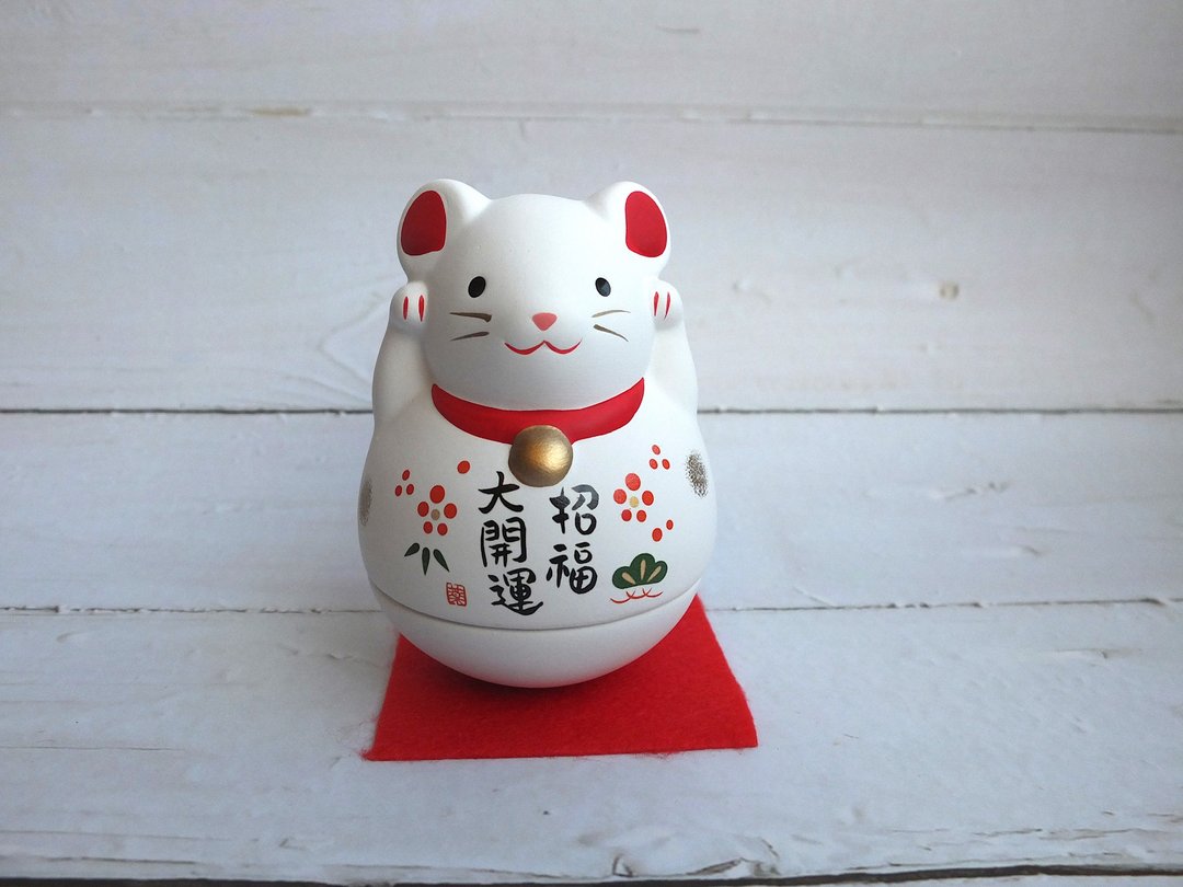 锦彩招福鼠 不倒翁 鼠年吉祥物 钱鼠 鼠来宝 - 摆饰 - 陶 