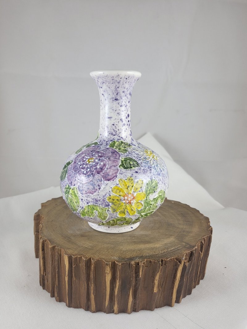 梦幻紫濑户烧花瓶 - 花瓶/陶器 - 瓷 紫色