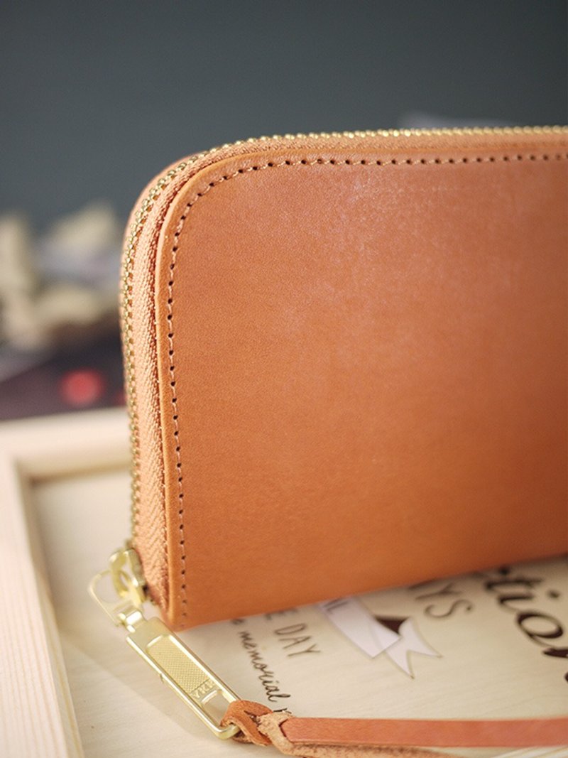黄0慈的专属订单－焦糖棕。植鞣真皮长夹/皮夹/钱包/零钱包 - 皮夹/钱包 - 真皮 橘色