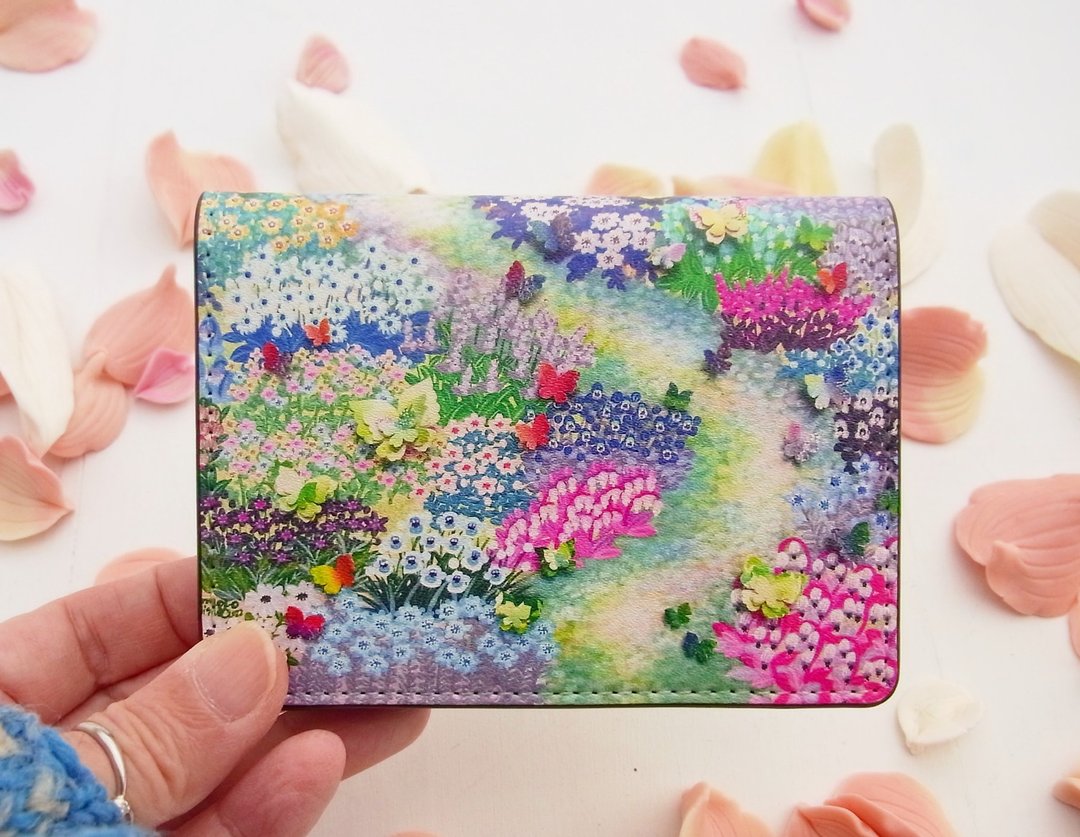 [Smile Flower lover] Business Card Holder, Card Case, Colorful Miscellaneous Goods, Flower lover Pattern, Butterfly, Pass Case, Commuting to Work or School - 名片夹/名片盒 - 人造皮革 多色