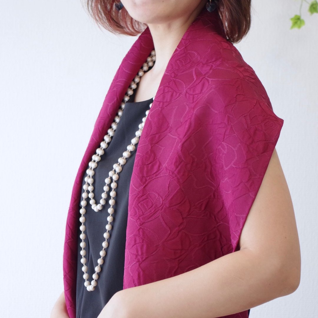 filtango stole METARU rose lattice pattern ROSE WINE - 丝巾 - 丝．绢 紫色