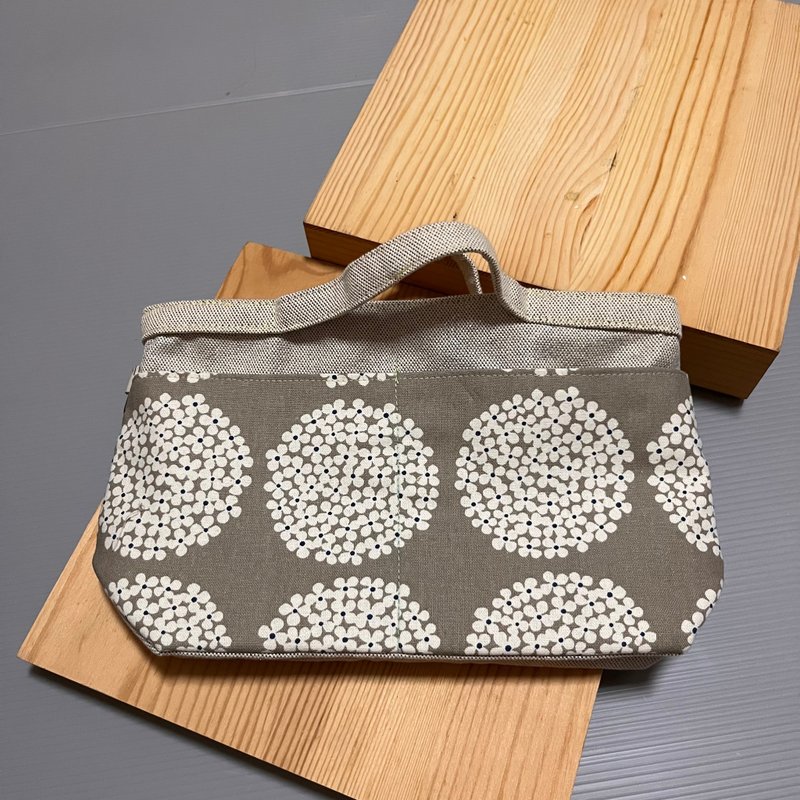 袋中袋 包中包 收纳袋 内胆包 多口袋 花花波点 - 化妆包/杂物包 - 棉．麻 卡其色