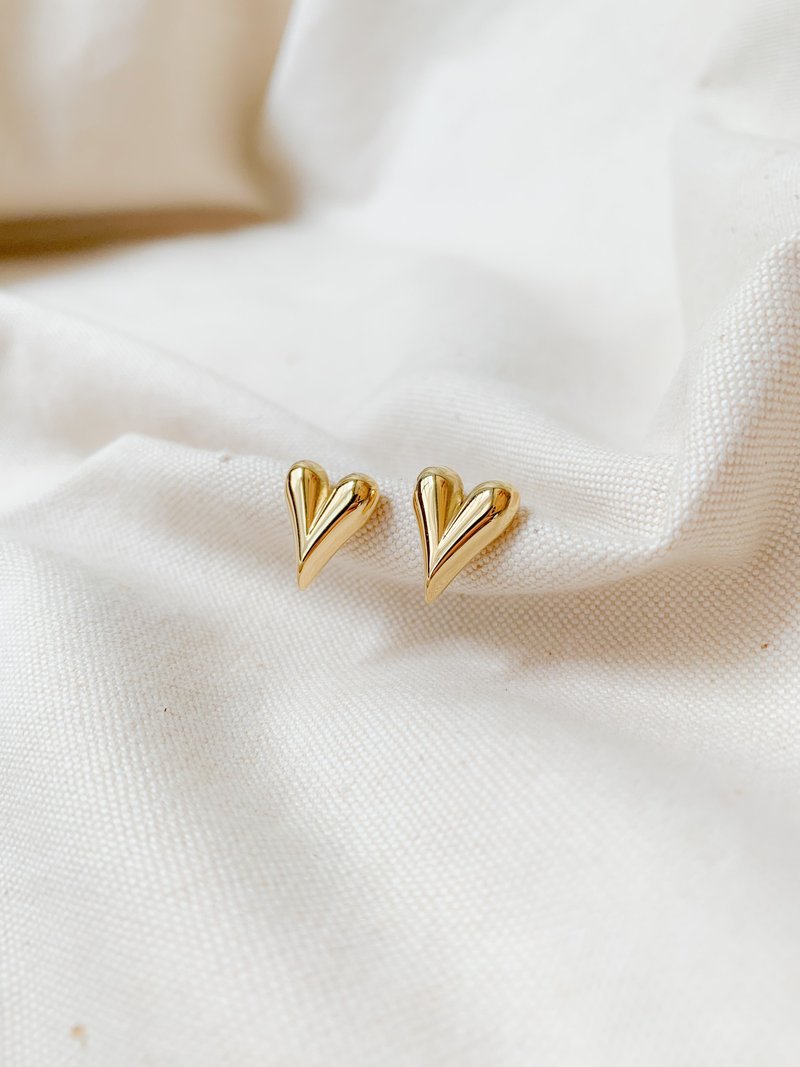 Mini heart earrings TINARI - 耳环/耳夹 - 不锈钢 金色