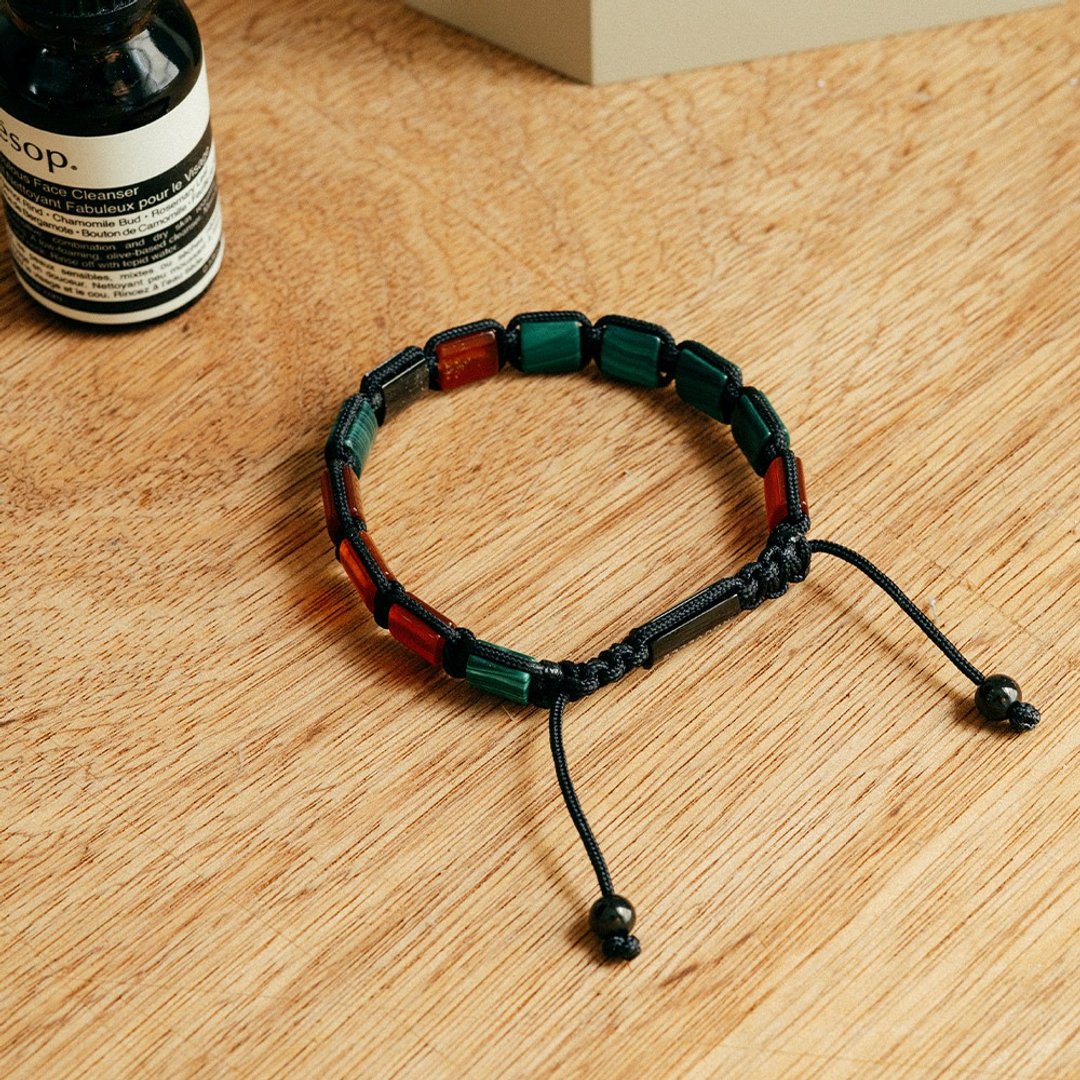 【NOUVELLE】Marley | 孔雀石。红玛瑙手链 - 手链/手环 - 水晶 
