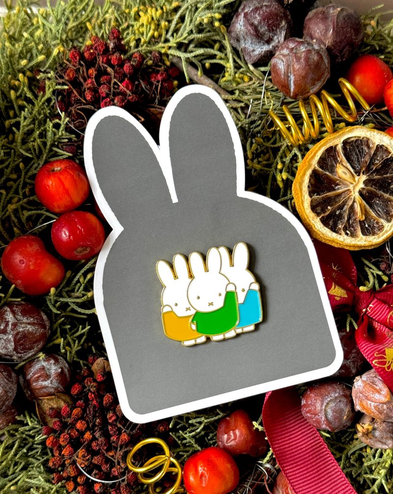 【Pinkoi x miffy】米飞兔 Miffy文具系列金属徽章 一起吧 超厚实 - 胸针 - 其他金属 多色