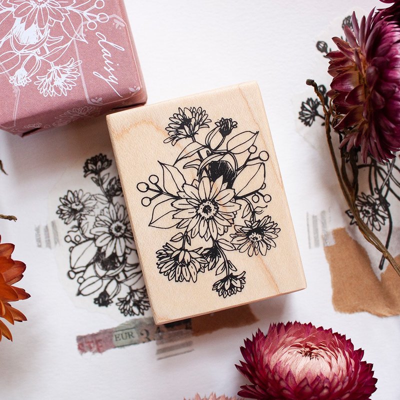 琈花-枫木印章-雏菊丛 - 印章/印台 - 橡胶 卡其色