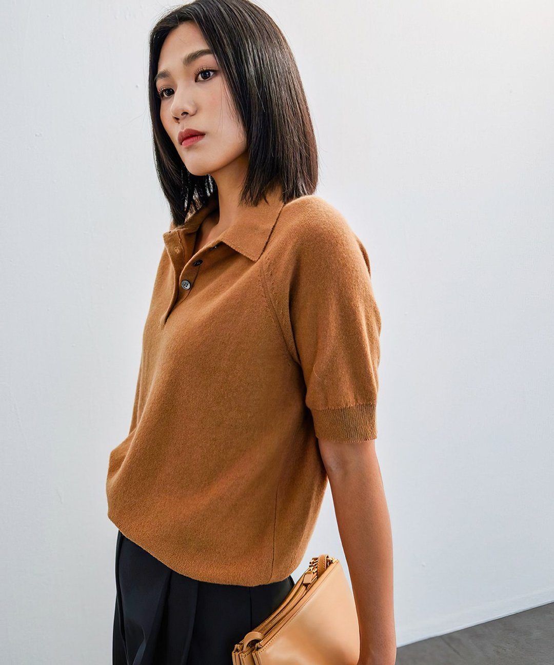 羊绒短袖线衫 - 女装针织衫/毛衣 - 羊毛 