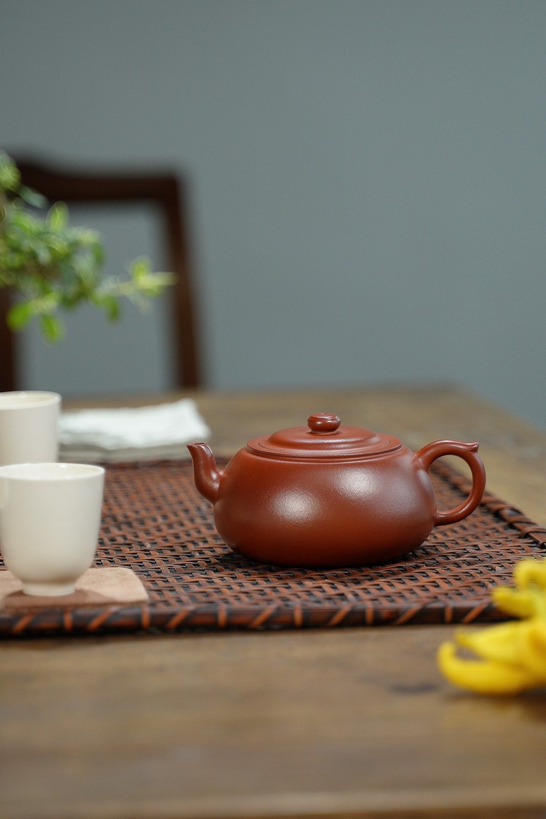 宜兴紫砂壶 博古 蔡新平老师全手工茶具 原矿朱泥大红袍225cc 7孔 - 茶具/茶杯 - 陶 