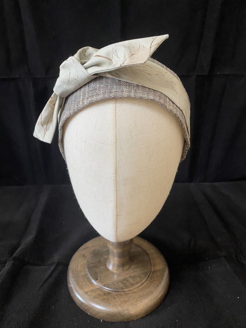 青花瓷/双色打结发带/日本先染布 - 发带/发箍 - 棉．麻 银色