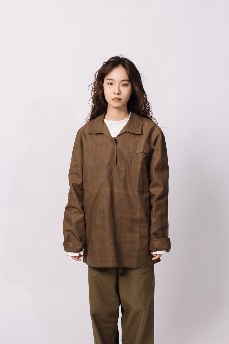 捷克军用厨师罩衫.Czech Army chef  shirt.库存新品.古着 - 男装上衣/T 恤 - 棉．麻 咖啡色