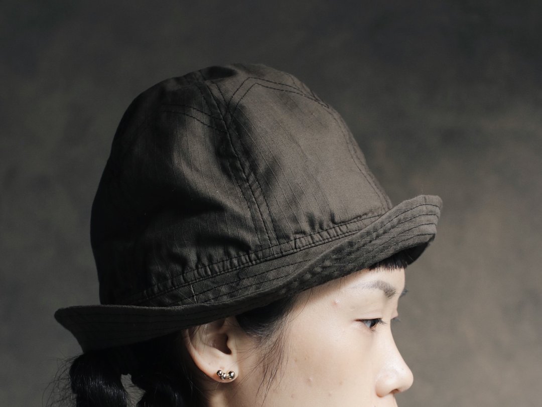 OMAKE Omabow Egg Hat 深棕条纹 - 帽子 - 棉 咖啡色