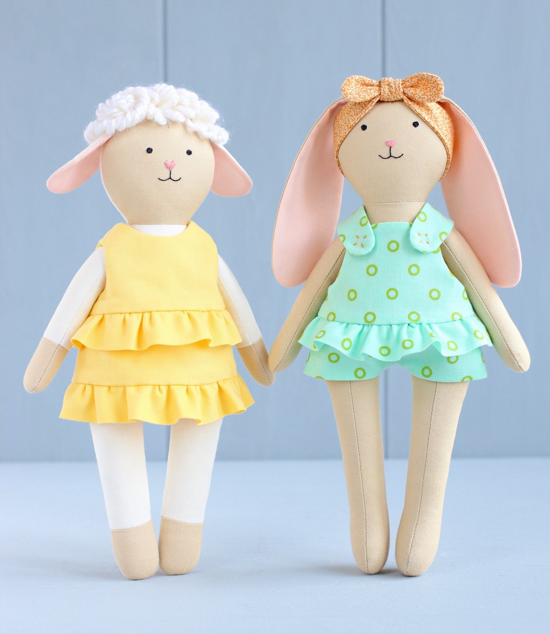 2 PDF Large Lamb Doll + Large Bunny Doll Sewing Patterns Bundle - 手工艺教程/工具书 - 其他材质 