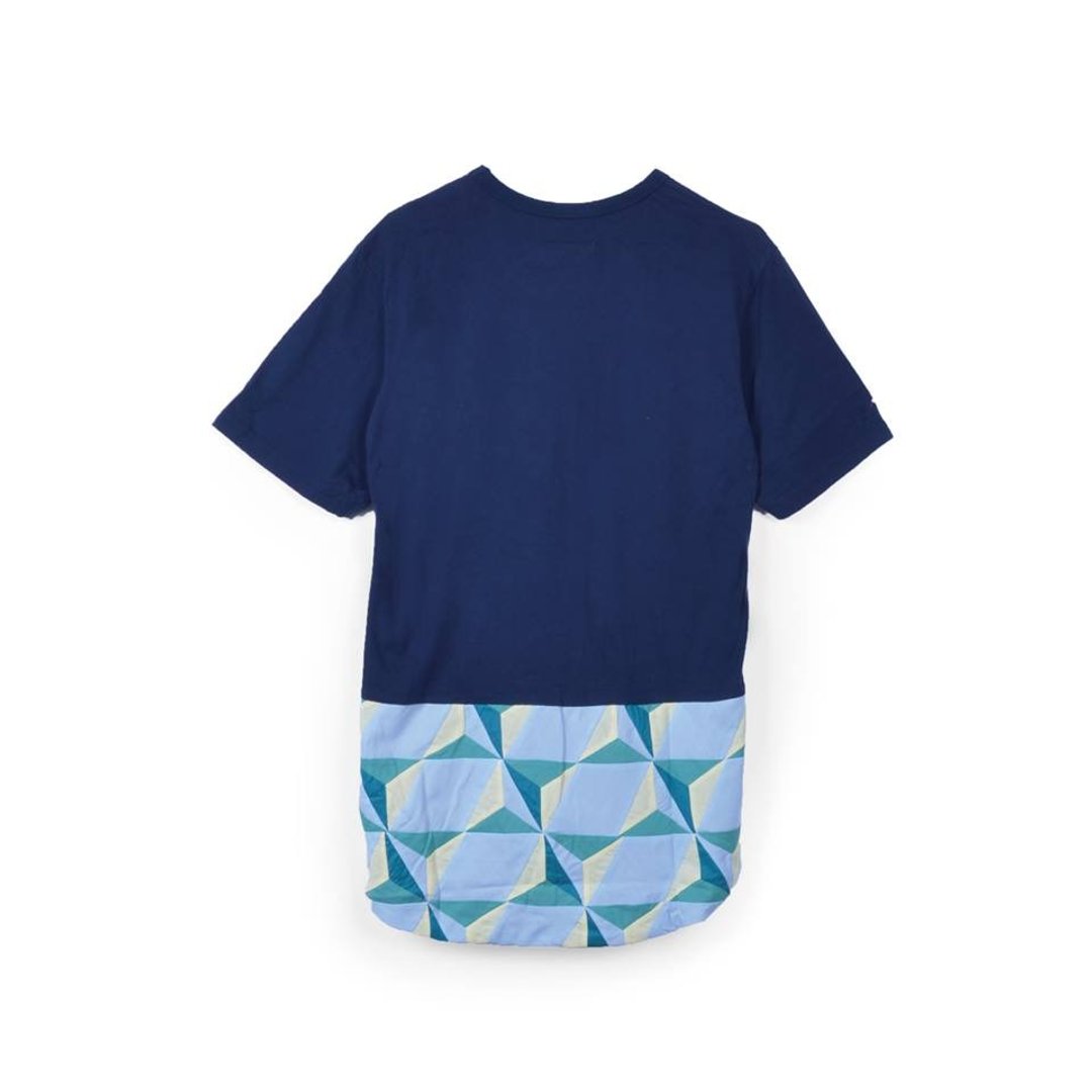 oqLiq - Thread - 后下摆彩色拼接T-shirt (蓝) - 男装上衣/T 恤 - 棉 蓝色