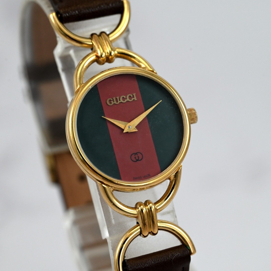 复古 GUCCI 古驰石英女士手表 Sherry Line红绿金日本发货 - 女表 - 不锈钢 金色