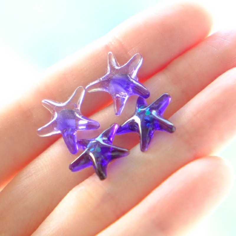 【魔法の辉き】Magical Sparkles Silver Earrings by ETPLANT - 耳环/耳夹 - 纯银 紫色