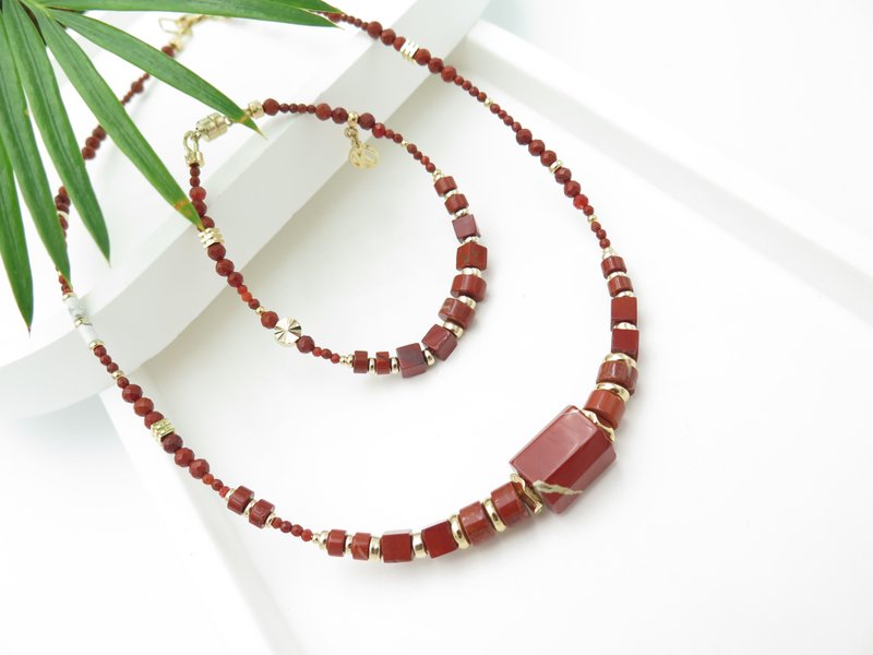 【母亲节礼物】COLE COOL简约红石锁骨链 手镊 尺寸可定制 - 项链 - 半宝石 红色