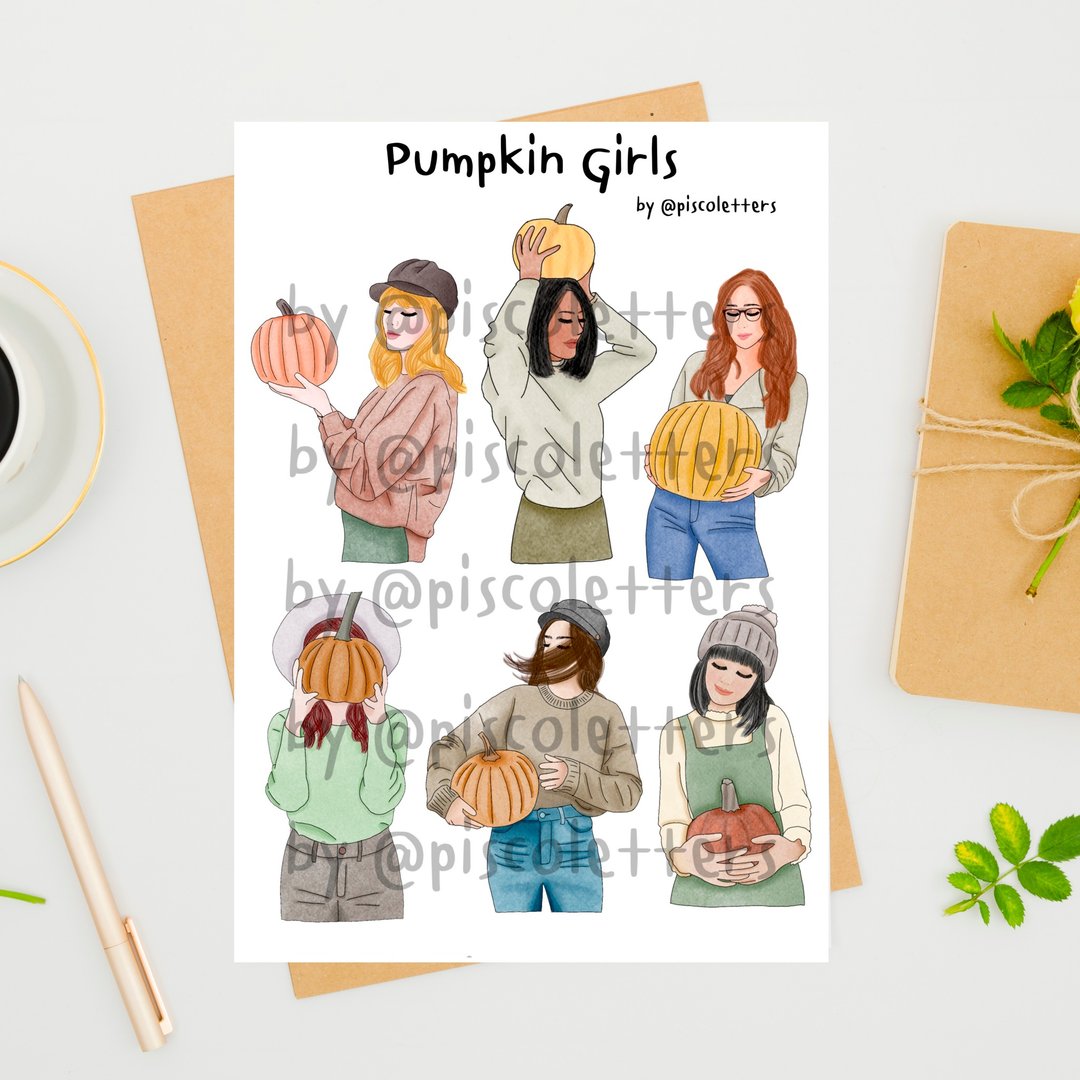 Pumpkin girl digital sticker - 电子手绘真人画像/绘画/插画 - 其他材质 