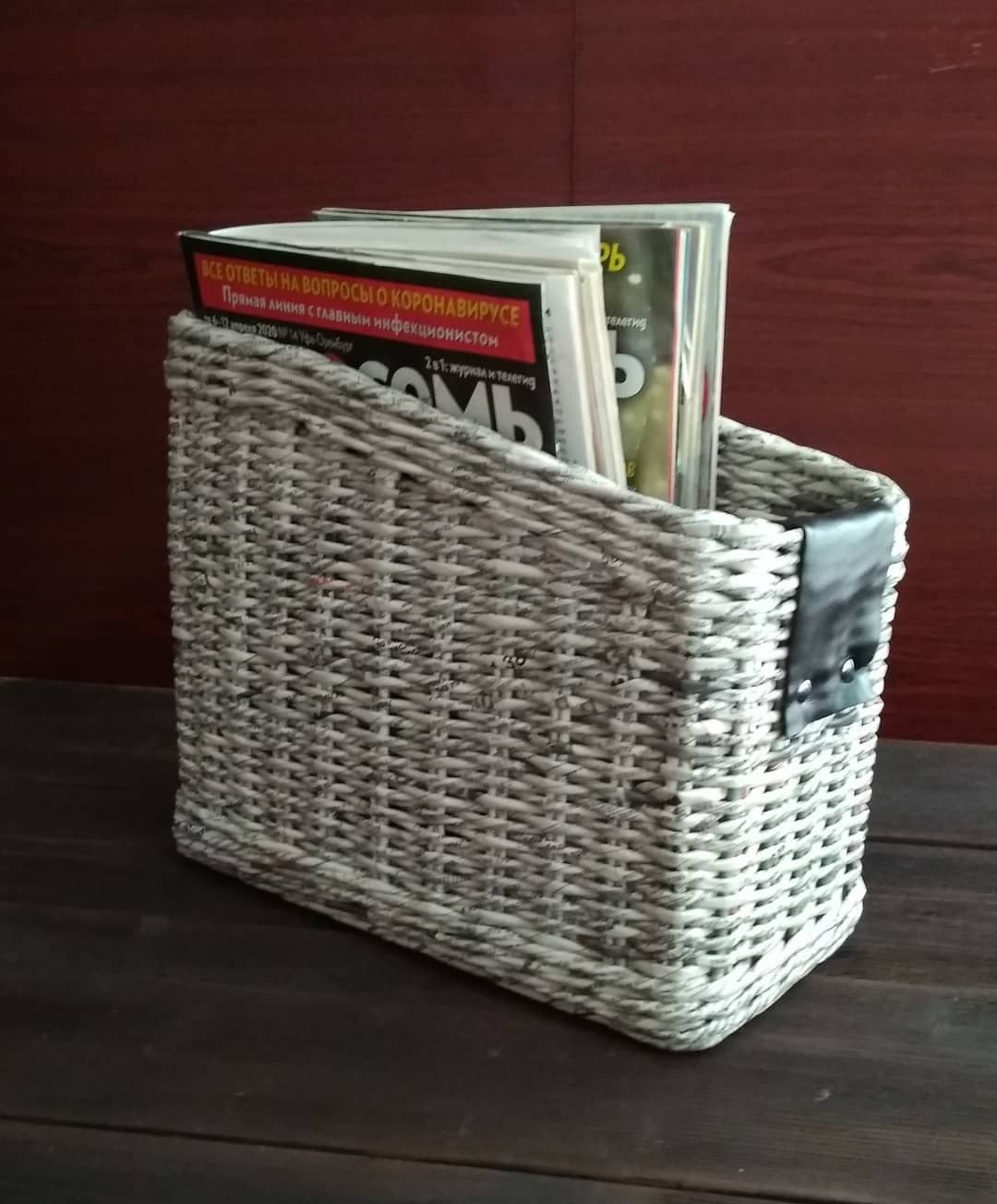 Desktop organizer. Magazine basket. Home office organizer.  Mail storage box. - 收纳用品 - 纸 灰色