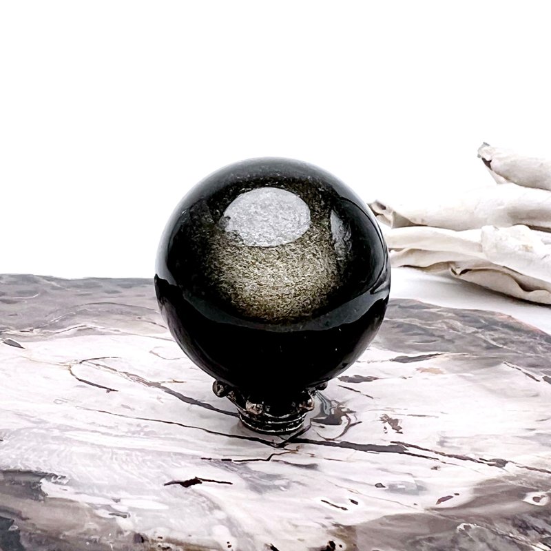 曜息。水晶球 摆件 疗愈 净化负能量 避邪 l 金曜石球 l - 摆饰 - 石头 黑色